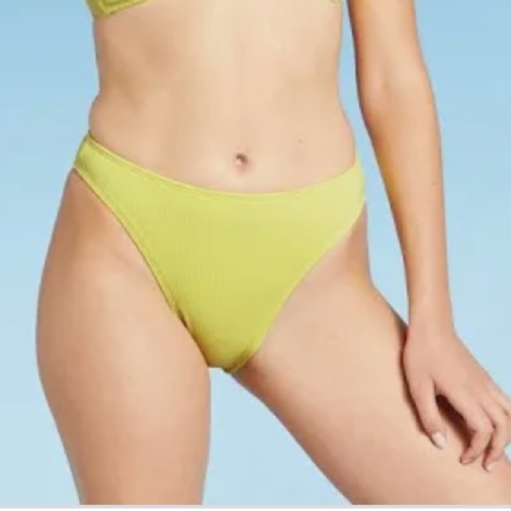 XHILARATION juniors ribbed cheeky yellow bikini bottom new